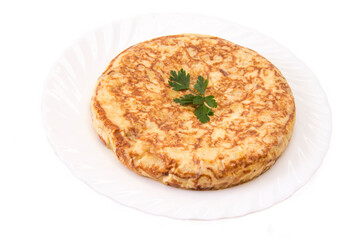typical spanish potato omelette isolated