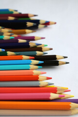 color pencils on white background