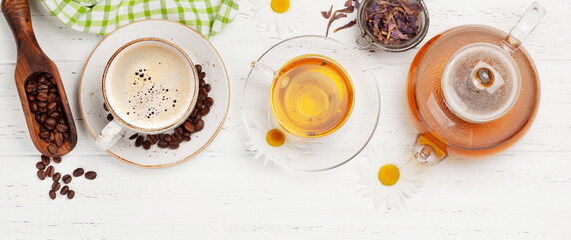Herbal tea and espresso coffee