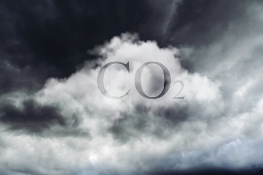 The Sky Is Polluted With CO2. Clouds. Carbon Capture Technology