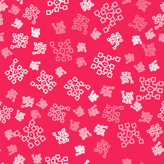 White line Neural network icon isolated seamless pattern on red background. Artificial intelligence AI. Vector