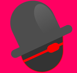 illustration of a hat with red eye