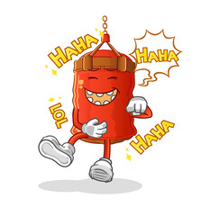 punching bag Laugh Out Loud character. cartoon mascot vector