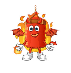 punching bag demon with wings character. cartoon mascot vector