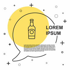 Black line Beer bottle icon isolated on white background. Random dynamic shapes. Vector