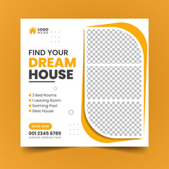 Real Estate Property house Social Media Post Banner Squire Flyer Premium Template Design