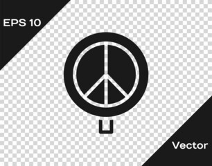 Black Peace icon isolated on transparent background. Hippie symbol of peace. Vector