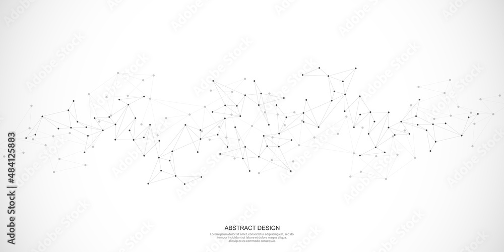 Fototapete Abstract background and geometric pattern with connecting the dots and lines. Networking concept, internet connection and global communication