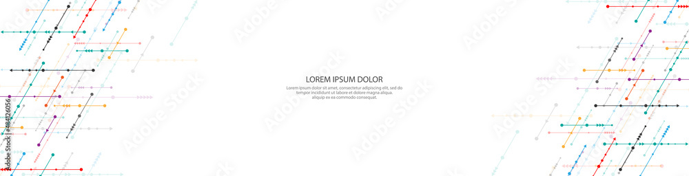 Wall mural website header or banner design template. abstract technology background with arrows and lines