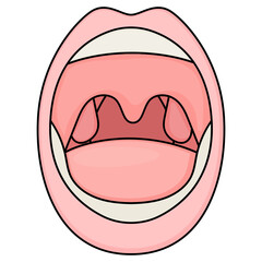 Throat and Tonsils Vector color Icon Design, Organ System Symbol, Human Anatomy Sign, Human Body Parts Stock illustration, Human Mouth Concept, 