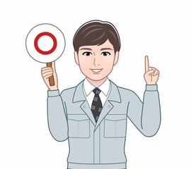 パネルを持って話す人