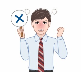 パネルを持って話す人