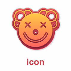 Gold Clown head icon isolated on white background. Vector