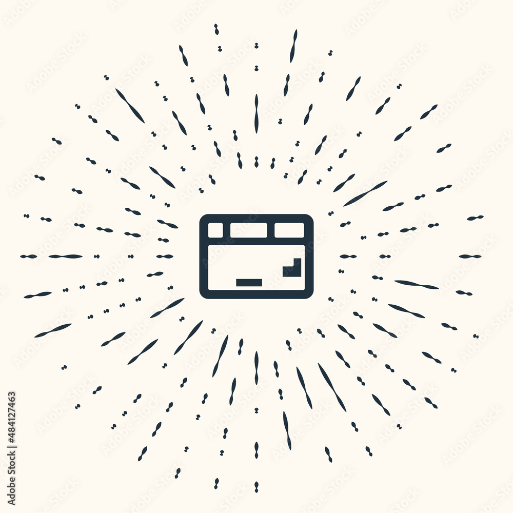 Poster grey computer keyboard icon isolated on beige background. pc component sign. abstract circle random 