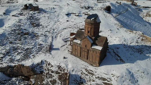 Tigran Church, Ani ruins in winter season. Kars, Turkey