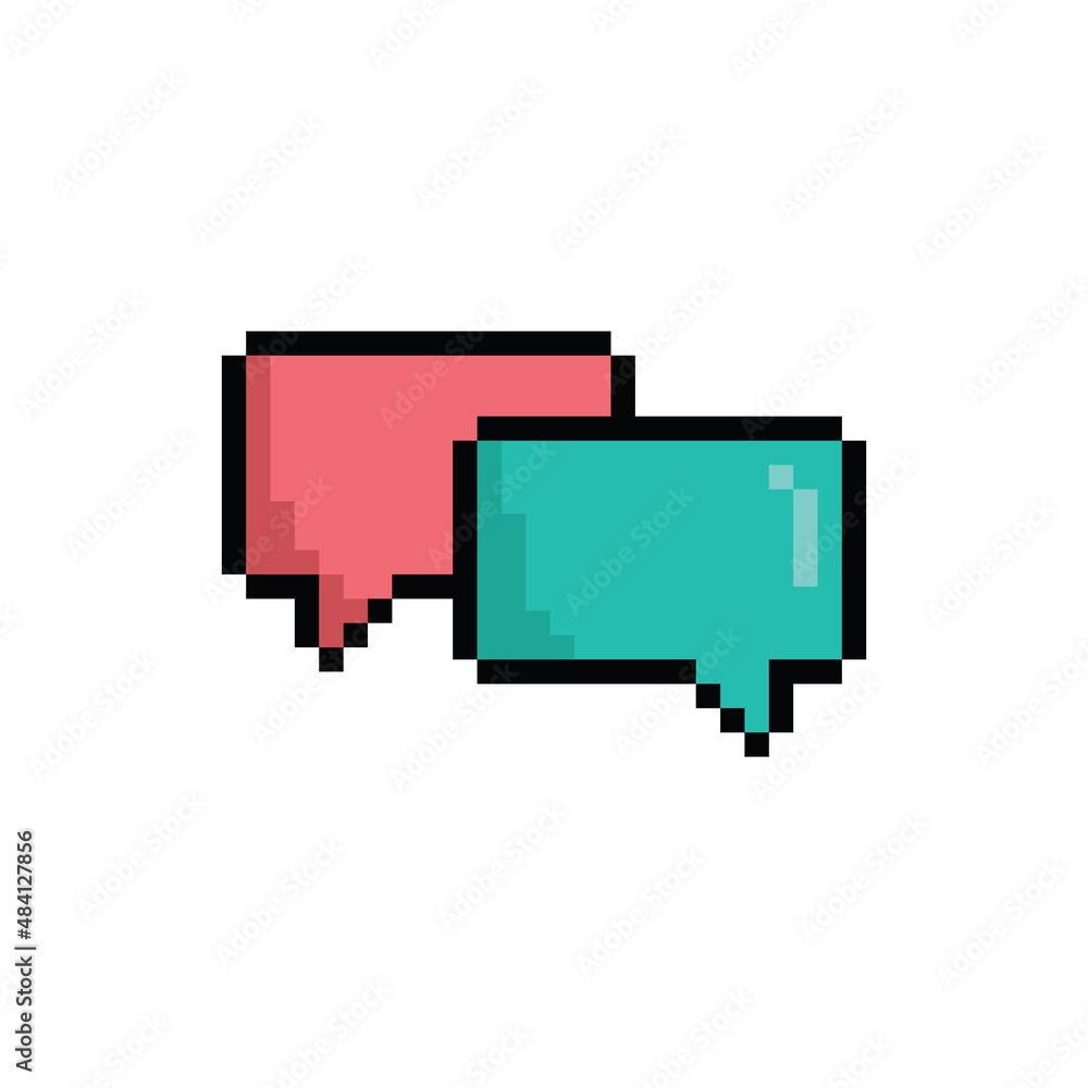 Poster pixel art bubble chat vector icon pixel element for 8 bit game