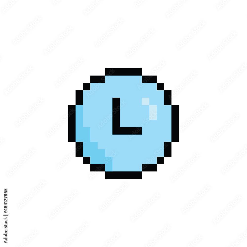 Poster pixel art clock vector icon pixel element for 8 bit game