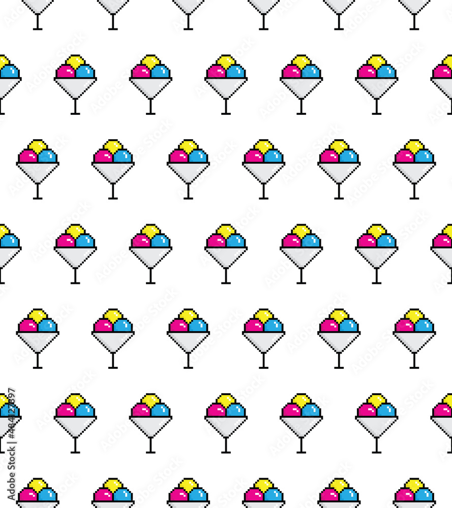 Aufkleber pixel ice cream background seamless. ice cream texture pattern vector