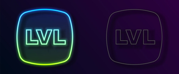 Glowing neon line Level game icon isolated on black background. Vector