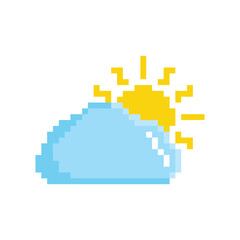 Fototapeta premium pixel art sun and cloud weather vector icon pixel element for 8 bit game