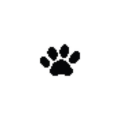 pixel art paw  vector  icon pixel cat or dog paw element for 8 bit game © veronchick84