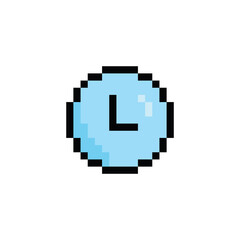 Obraz premium pixel art clock vector icon pixel element for 8 bit game