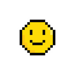 Fototapeta premium pixel art smile icon vector game 8 bit pixel Emoticon icon