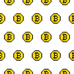 pixel bitcoin background Seamless. bitcoin  coin texture pattern vector 