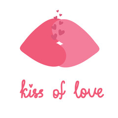 Valentine's day illustration in hand drawn style. kiss of love