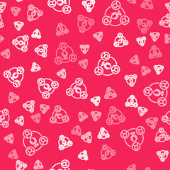 White line Meeting icon isolated seamless pattern on red background. Business team meeting, discussion concept, analysis, content strategy. Presentation conference. Vector