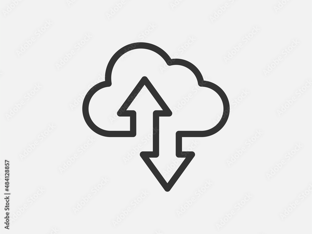 Poster technology icon vector cloud computing connection. big data global server. line design symbol.
