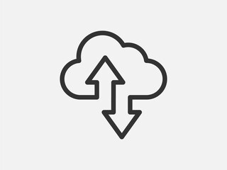 Technology icon vector cloud computing connection. Big data global server. Line design symbol.