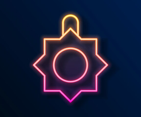 Glowing neon line Christmas toy icon isolated on black background. Merry Christmas and Happy New Year. Vector