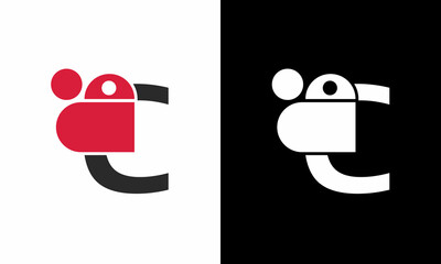 Happy mothers day Logo Heart Letter C. Beautiful vector love logo. C love outline creative letter logo