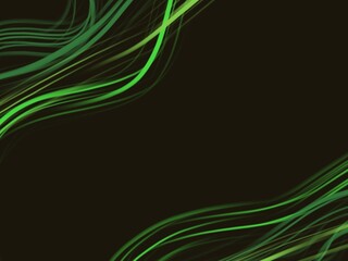 Black background with green neon lines vibrant color and light 