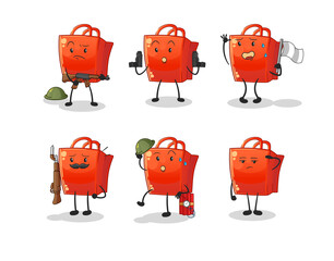 shopping bag troops character. cartoon mascot vector