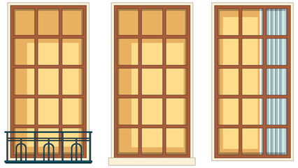 Set of different windows on white background