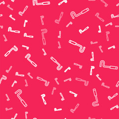 White line Fire poker icon isolated seamless pattern on red background. Vector