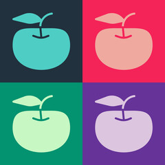 Pop art Apple icon isolated on color background. Excess weight. Healthy diet menu. Fitness diet apple. Vector