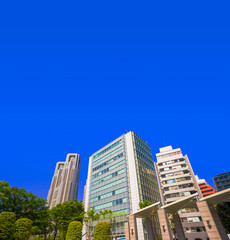 ビル　未来イメージ　都会風景　ビル群　新宿　新宿副都心　新緑　ガラス　写り込み　反射