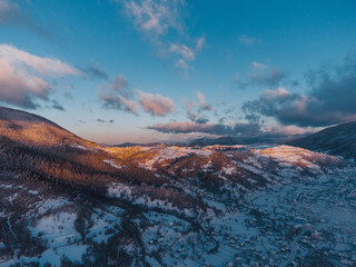 beautiful winter in Carpathian mountain