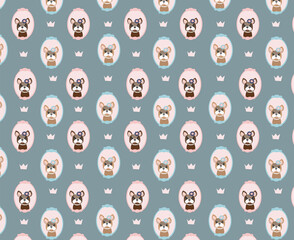 Seamless pattern Kawaii cute bulldog cartoon flat vector element art design.