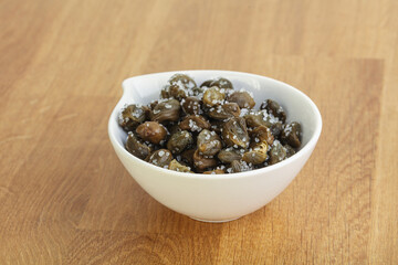 Salted marinated capers snack appetiser