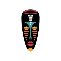 African Mask Icons. Flat vector illustration in bright colors. Isolated on white.
