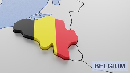 Belgium map 3D illustration. 3D rendering image and part of a series. 
