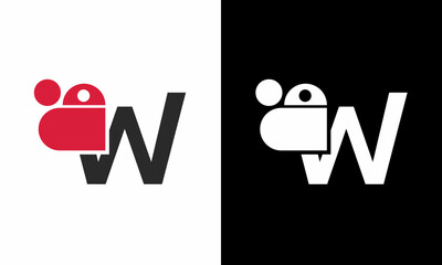 Happy mothers day Logo Heart Letter W. Beautiful vector love logo. W love outline creative letter logo