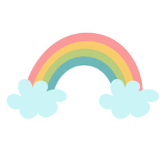 Vector baby rainbow illustration. Hand drawn nursery modern rainbow. Cute design for baby shower, kids clothes print, card.