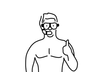 グッドポーズをしている、スキューバーダイビング中の男の人。