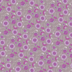 Background with watercolor flowers. Floral ornament. Raster illustration for scrapbooking, wrapping, packaging, postcard. Lilac on a gray background.