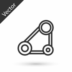 Grey line Timing belt kit icon isolated on white background. Vector